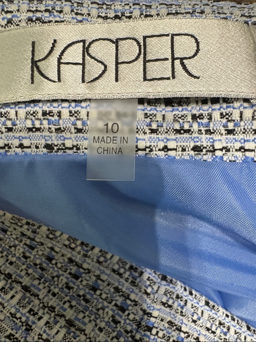 Kasper Blue and White Tweed Pencil Skirt - Picture 5 of 7